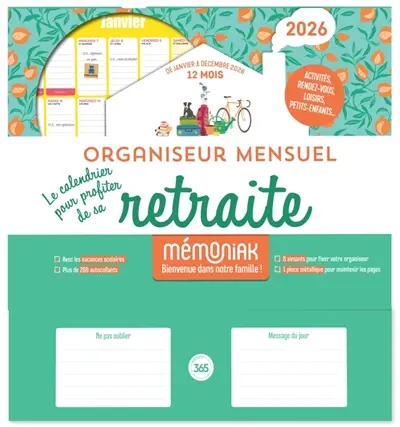 Organiseur mensuel 2026 : le calendrier pour profiter de sa retraite : de janvier à décembre 2026, 12 mois