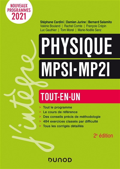 Physique MPSI, MP2I : tout-en-un : nouveaux programmes 2021