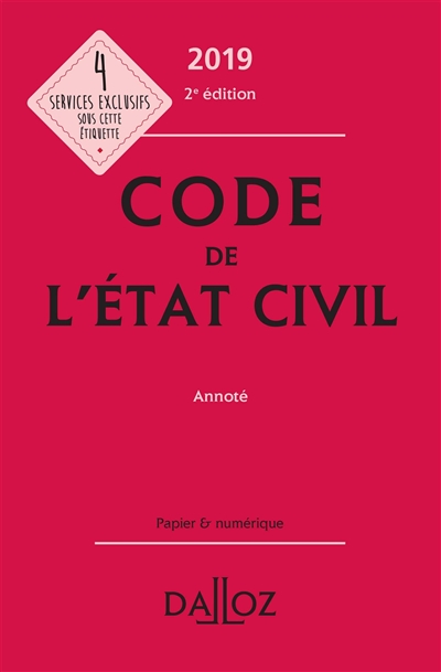 Code de l'état civil 2019 : annoté