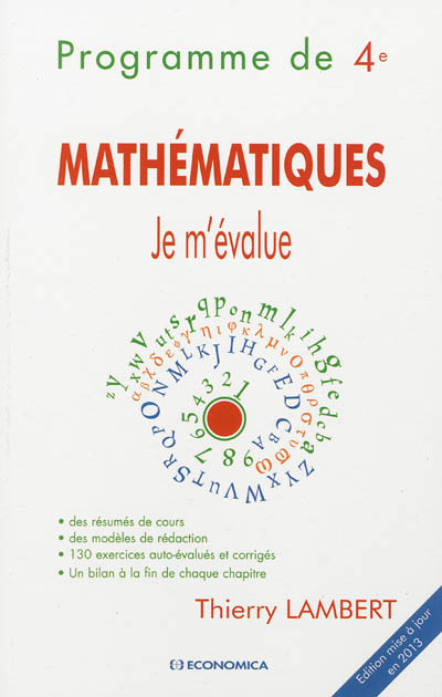 Mathématiques : je m'évalue : programme de 4e