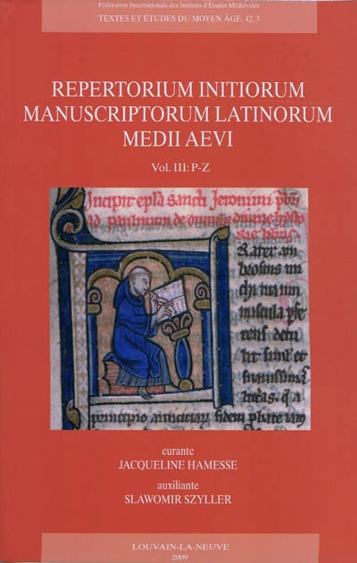 Repertorium initiorum manuscriptorum latinorum medii aevi. Vol. 3. P-Z