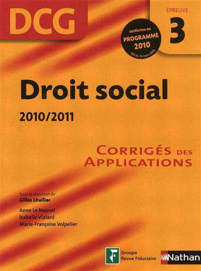 Droit social, DCG épreuve 3 : 2010-2011