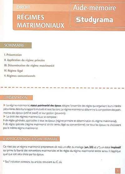 Régimes matrimoniaux