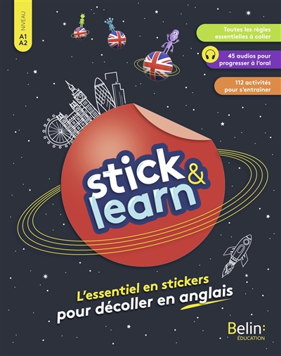 Stick & learn : l'essentiel en stickers pour décoller en anglais : niveau A1-A2