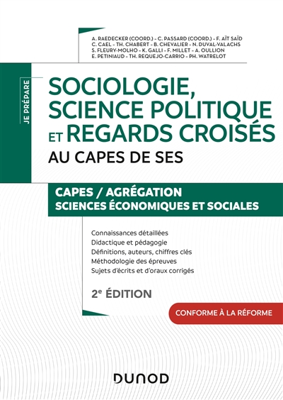 Sociologie, science politique et regards croisés au Capes de SES : Capes-agrégation sciences économiques et sociales : conforme à la réforme