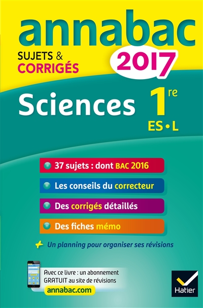 Sciences : 1re ES, L : 2017