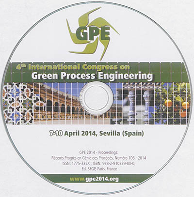 4th international congress on green process engineering, 7-10 april 2014, Sevilla (Spain)