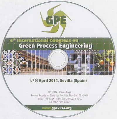 4th international congress on green process engineering, 7-10 april 2014, Sevilla (Spain)