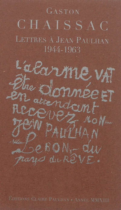 Lettres à Jean Paulhan : 1944-1963