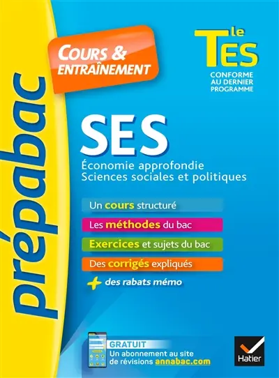 SES, sciences économiques et sociales, spécifiques et spécialités, terminale ES : cours & entraînement