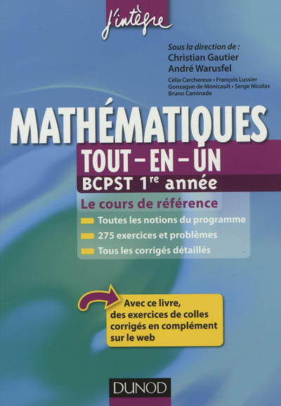 Mathématiques tout-en-un BCPST 1re année : cours et exercices corrigés