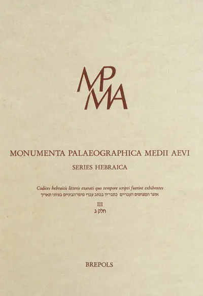 Codices hebraicis litteris exarati quo tempore scripti fuerint exhibentes. Vol. 3. de 1085 à 1140