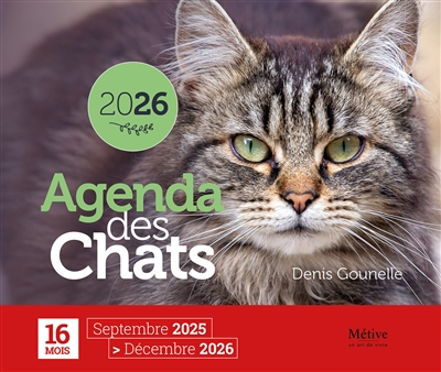 Agenda des chats 2026 : 16 mois, septembre 2025-décembre 2026