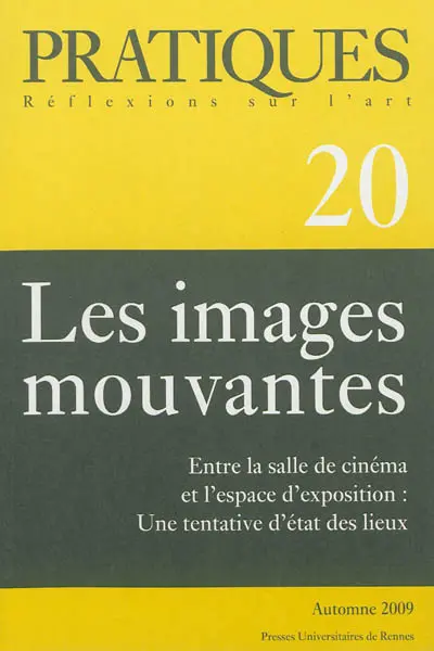 Pratiques, n° 20. Les images mouvantes : entre la salle de cinéma et l'espace d'exposition, une tentative d'état des lieux