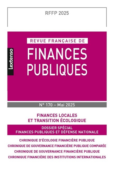 Revue française de finances publiques, n° 170. Finances locales et transition écologique