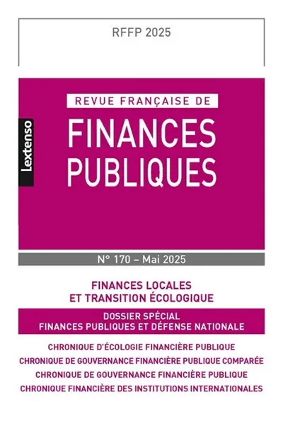 Revue française de finances publiques, n° 170. Finances locales et transition écologique