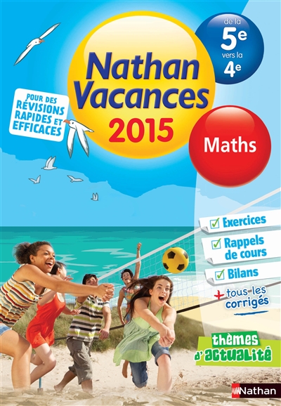 Nathan vacances 2015, de la 5e vers la 4e : maths