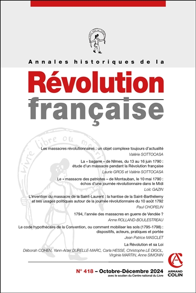 Annales historiques de la Révolution française, n° 418