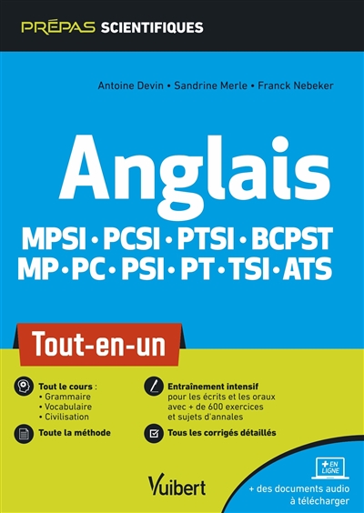 Anglais : MPSI, PCSI, PTSI, BCPST, MP, PC, PSI, PT, TSI, ATS : tout-en-un