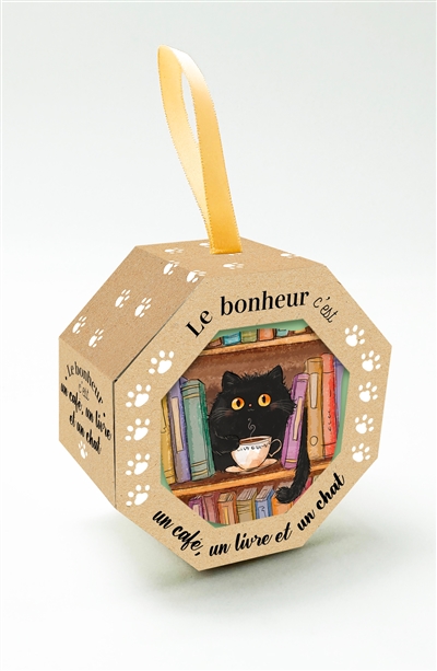Le bonheur c'est un café, un livre et un chat : coupelle