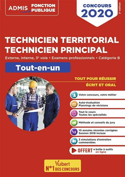 Technicien territorial, technicien principal : externe, interne, 3e voie, examens professionnels, catégorie B : tout-en-un, concours 2020