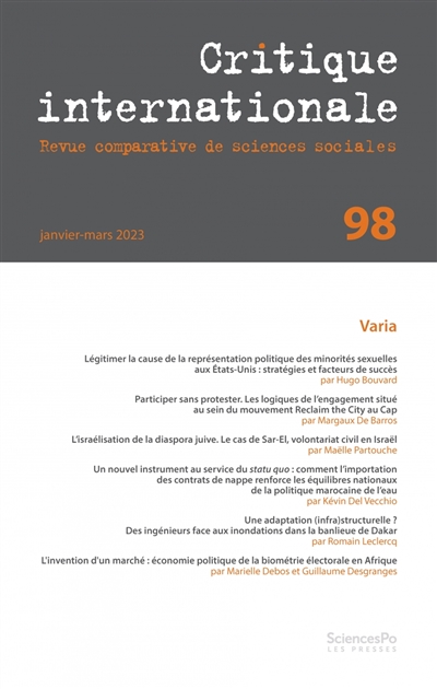 Critique internationale, n° 98