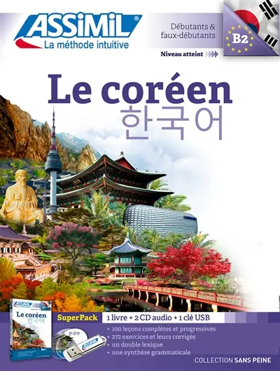 Le coréen : débutants & faux-débutants, niveau atteint B2 : superpack 1 livre + 2 CD audio + 1 clé USB