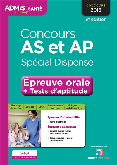 Concours AS et AP, spécial dispense : épreuve orale + tests d'aptitude : concours 2016