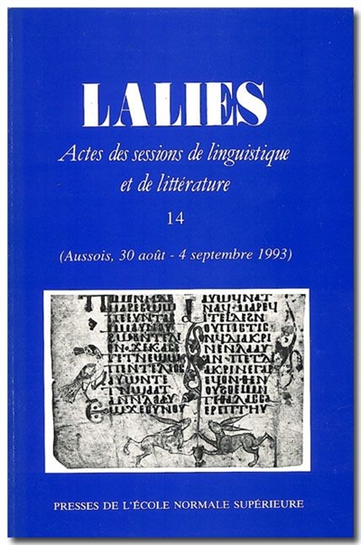 Actes de sessions de linguistique et de litterature : Autrans, 30-4 sept. 1993