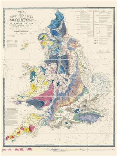 Carte géologique de l'Angleterre et du pays de Galles. Geological map of England and Wales