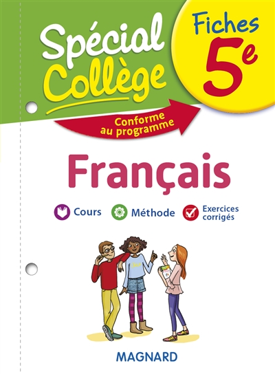 Fiches français 5e : cours, méthode, exercices corrigés : conforme au programme