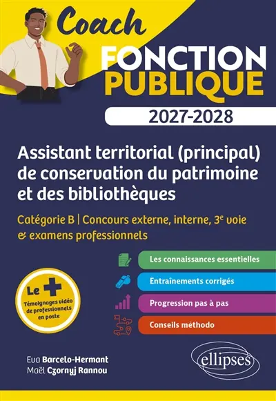 Assistant territorial principal de conservation du patrimoine et des bibliothèques 2027-2028 : catégorie B, concours externe, interne, 3e voie et examens professionnels