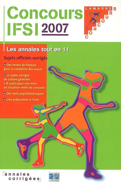 Concours IFSI 2007 : sujets officiels corrigés