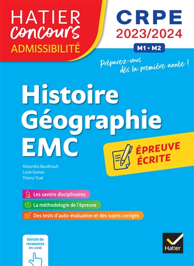 Histoire géographie, EMC : épreuve écrite d'admissibilité : CRPE 2023-2024, M1-M2