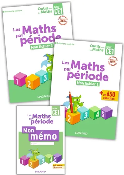 Les maths par période CE1 : mon fichier 1 + mon fichier 2 + mon mémo : démarche explicite, conforme aux programmes