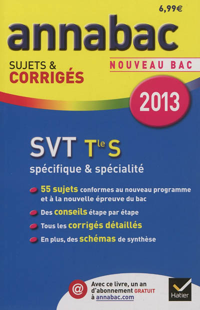 SVT terminale S, spécifique & spécialité : nouveau bac 2013