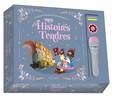 Mes histoires tendres : 1 livre de 3 histoires et 24 scènes à projeter : coffret avec lampe