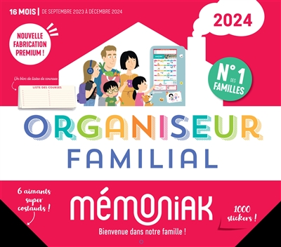 Mémoniak : Le Bloc hebdomadaire organiseur familial Mémoniak 2022-2023,  calendrier 12 mois - Éditions 365