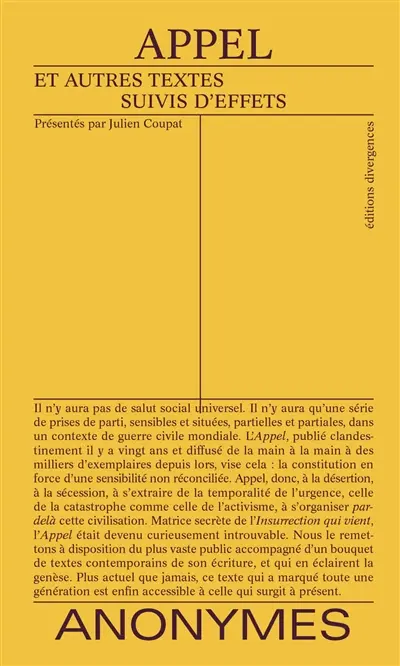 Appel : et autres textes suivis d'effets