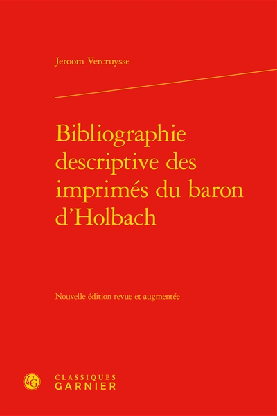 Bibliographie descriptive des imprimés du baron d'Holbach