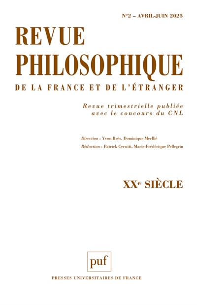 Revue philosophique, n° 2 (2025). XXe siècle