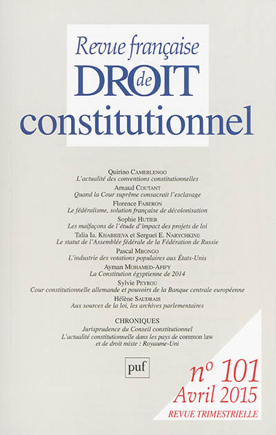Revue française de droit constitutionnel, n° 101