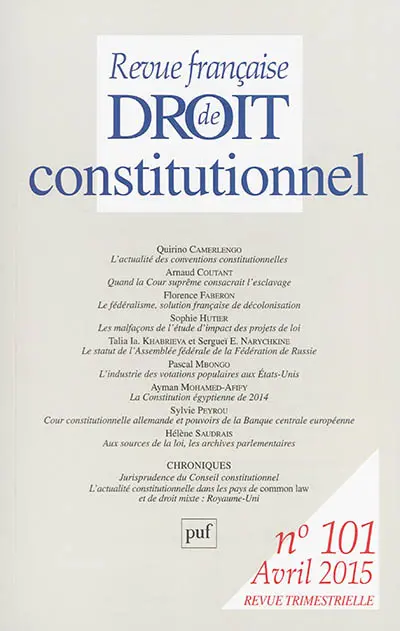 Revue française de droit constitutionnel, n° 101