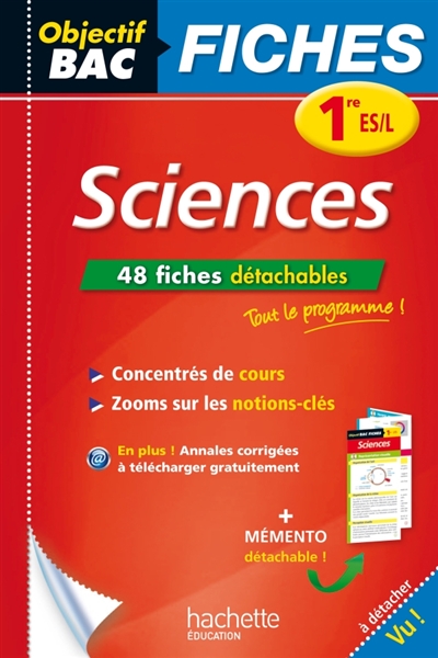 Sciences, 1re ES/L : 48 fiches détachables