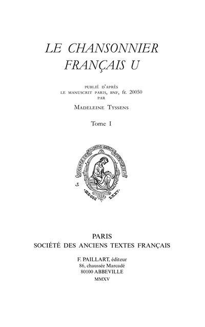 Le chansonnier français U. Vol. 1