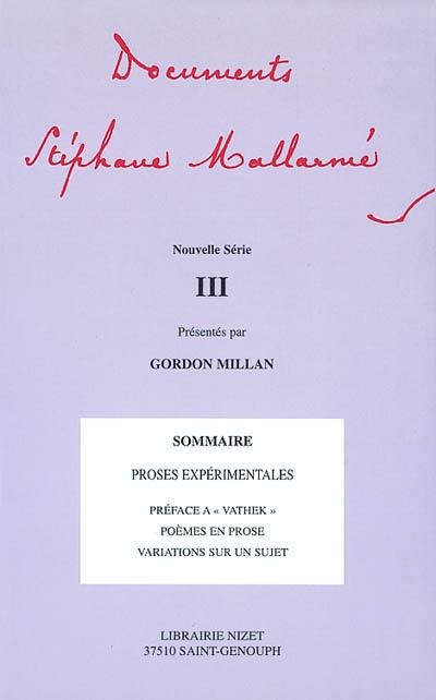 Documents Stéphane Mallarmé : nouvelle série. Vol. 3