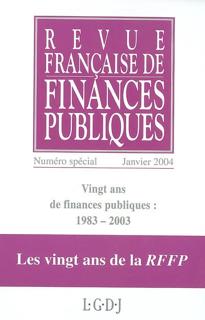 revue française de finances publiques. vingt ans de finances publiques : 1983-2003