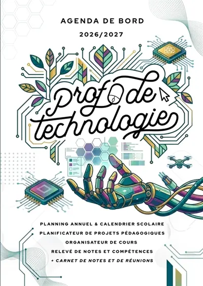 Agenda de bord 2026/2027 professeur de technologie : Carnet de bord A4 pour les enseignants