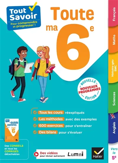 Tout ma 6e, vers le 5e : français, maths, histoire géo EMC, sciences, anglais : nouveaux programmes