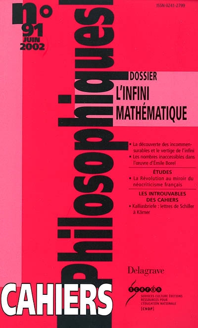 Cahiers philosophiques, n° 91. L'infini mathématique